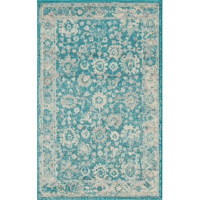 Unique Loom Krystle Penrose Rug in Turquoise Rectangular 3143477