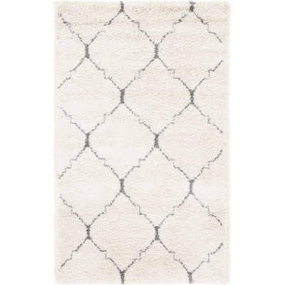 Unique Loom Fractured Rabat Shag Rug in Ivory Rectangular 3144323