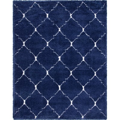 Unique Loom Fractured Rabat Shag Rug in Navy Blue Rectangular 3144340