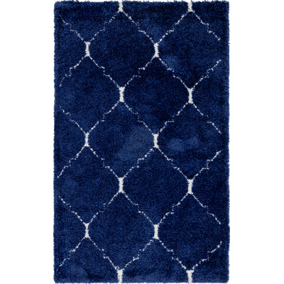 Unique Loom Fractured Rabat Shag Rug in Navy Blue Rectangular 3144341