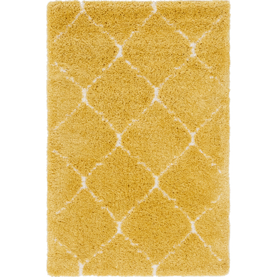 Unique Loom Fractured Rabat Shag Rug in Yellow Rectangular 3144360