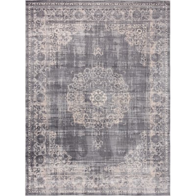 Unique Loom Blackthorn Leila Rug in Gray Rectangular 3144504
