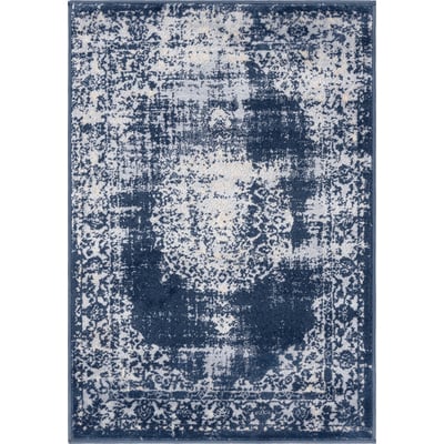 Unique Loom Blackthorn Leila Rug in Navy Blue Rectangular 3144518