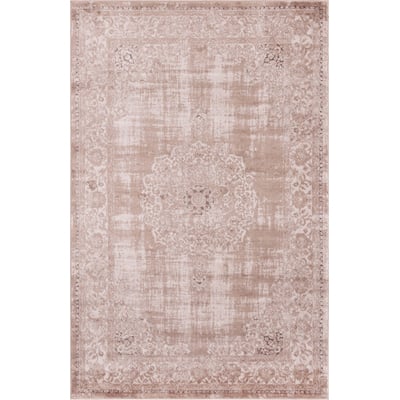 Unique Loom Blackthorn Leila Rug in Tan/Ivory Rectangular 3144526
