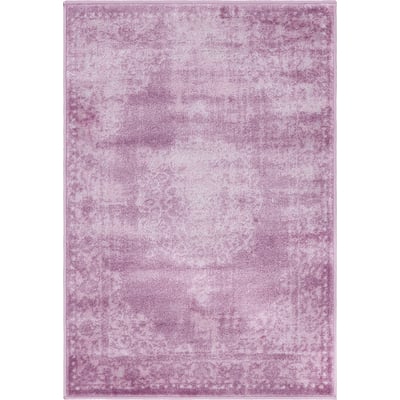 Unique Loom Blackthorn Leila Rug in Violet Rectangular 3144548