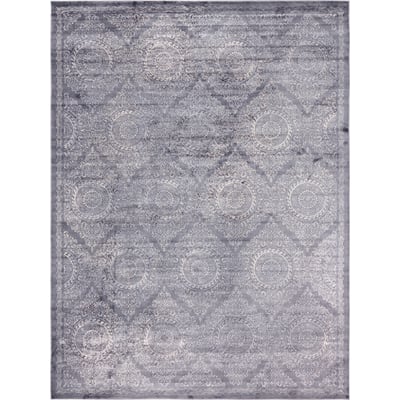 Unique Loom Alder Leila Rug in Gray Rectangular 3144593