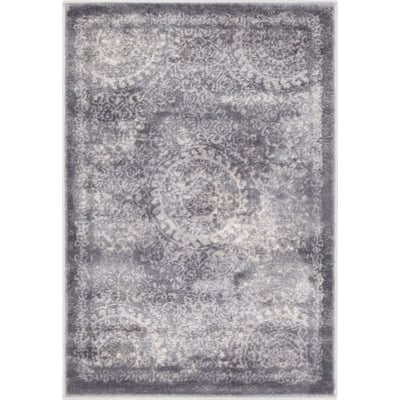 Unique Loom Alder Leila Rug in Gray Rectangular 3144598