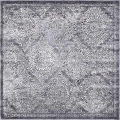 Unique Loom Alder Leila Rug in Gray Square 3144599