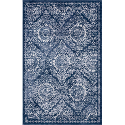 Unique Loom Alder Leila Rug in Navy Blue Rectangular 3144606