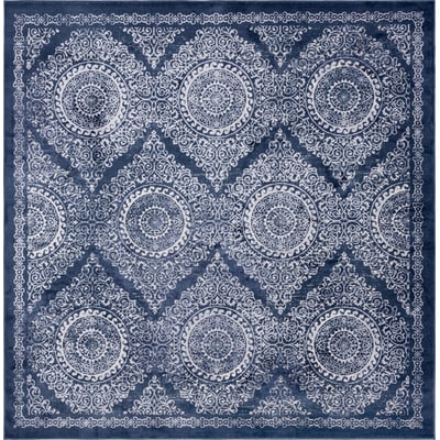 Unique Loom Alder Leila Rug in Navy Blue Square 3144609