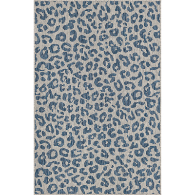 Unique Loom Outdoor Leopard Rug in Blue Rectangular 3145230