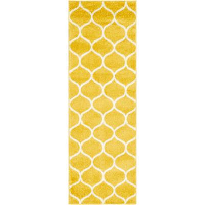 Unique Loom Rounded Trellis Frieze Rug in Yellow Runner 3145465