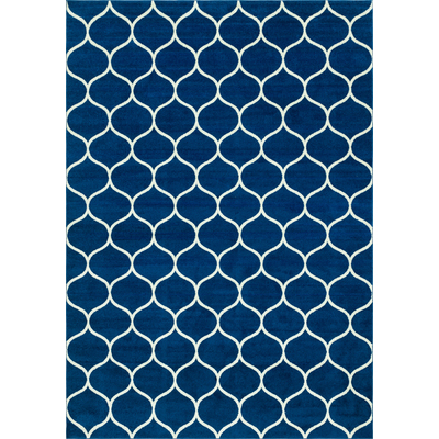 Unique Loom Rounded Trellis Frieze Rug in Navy Blue Rectangular 3146402