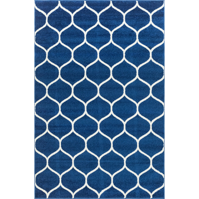 Unique Loom Rounded Trellis Frieze Rug in Navy Blue Rectangular 3146404