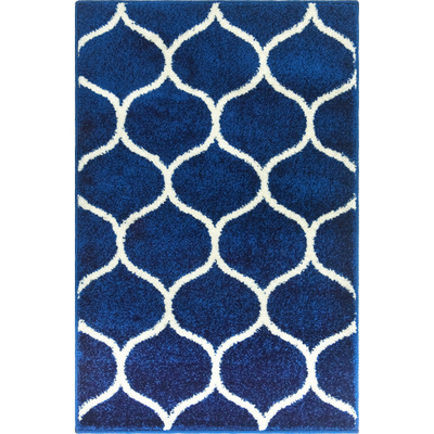 Unique Loom Rounded Trellis Frieze Rug in Navy Blue Rectangular 3146407