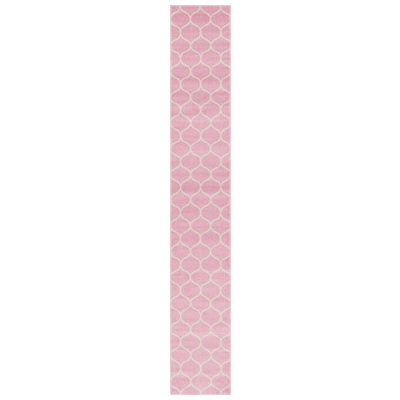 Unique Loom Rounded Trellis Frieze Rug in Pink Runner 3146460