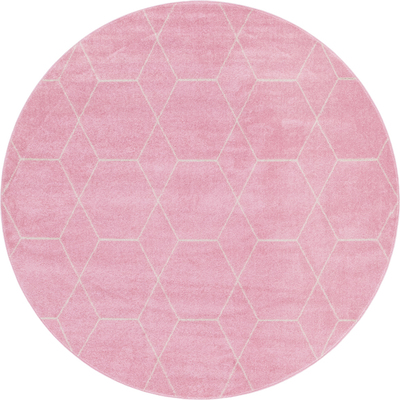 Unique Loom Geometric Trellis Frieze Rug in Light Pink Round 3146528