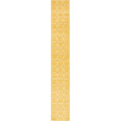 Unique Loom Geometric Trellis Frieze Rug in Yellow Runner 3146540