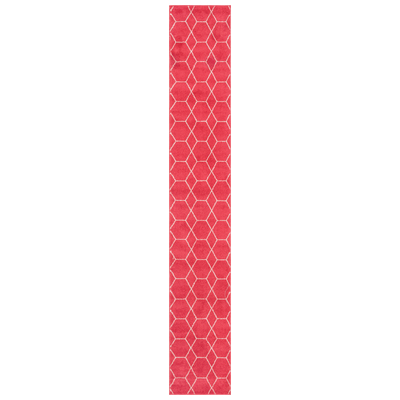 Unique Loom Geometric Trellis Frieze Rug in Pink Runner 3146716