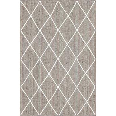 Unique Loom Trellis Braided Jute Rug in Gray/Ivory Rectangular 3146857