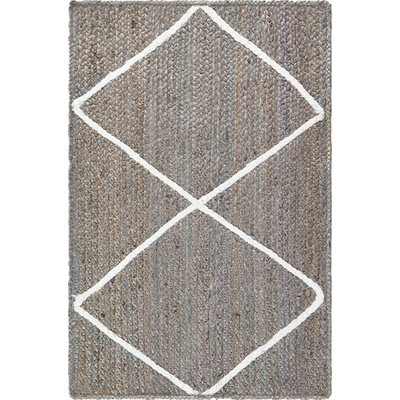 Unique Loom Trellis Braided Jute Rug in Gray/Ivory Rectangular 3146860