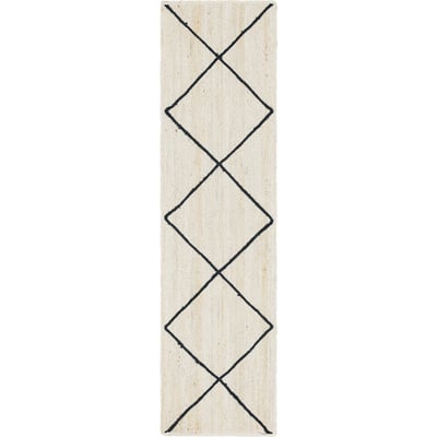 Unique Loom Trellis Braided Jute Rug in Ivory Runner 3146881