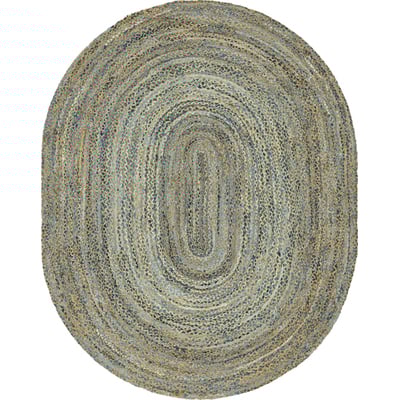 Unique Loom Crossed Braided Chindi Rug in Blue Oval 3146958