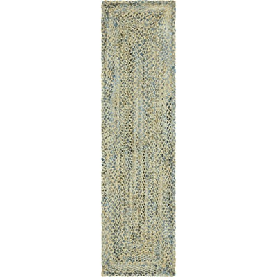 Unique Loom Crossed Braided Chindi Rug in Blue Runner 3146963