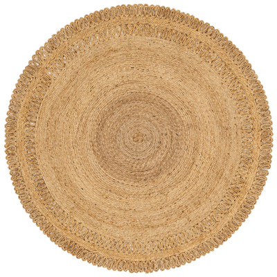 Unique Loom Floral Braided Jute Rug in Natural Round 3146973