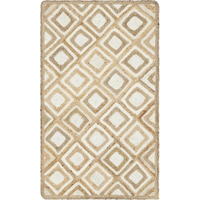 Unique Loom Bengal Braided Jute Rug in Ivory Rectangular 3147001