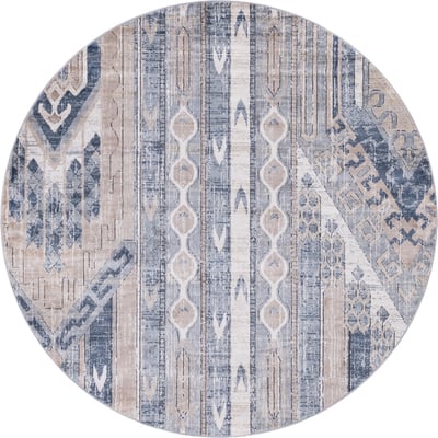 Unique Loom Orford Portland Rug in Navy Blue/Tan Round 3147116