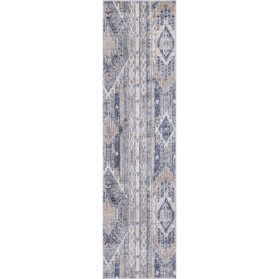 Unique Loom Orford Portland Rug in Navy Blue/Tan Runner 3147125
