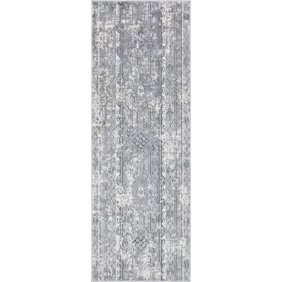 Unique Loom Depoe Portland Rug in Gray Runner 3147202