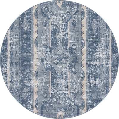 Unique Loom Depoe Portland Rug in Blue Round 3147215