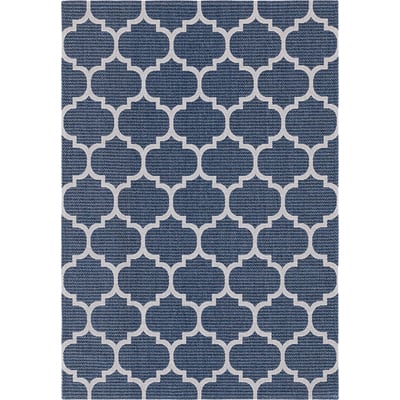 Unique Loom Trellis Decatur Rug in Navy Blue/Ivory Rectangular 3148014