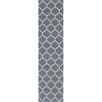 Unique Loom Trellis Decatur Rug in Dark Gray/Ivory Runner 3148025