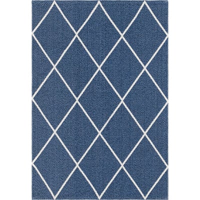 Unique Loom Diamond Decatur Rug in Navy Blue/Ivory Rectangular 3148063