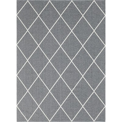 Unique Loom Diamond Decatur Rug in Dark Gray/Ivory Rectangular 3148068