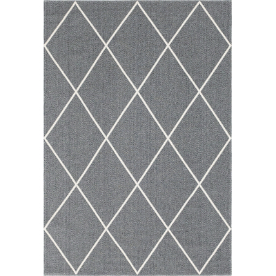 Unique Loom Diamond Decatur Rug in Dark Gray/Ivory Rectangular 3148069
