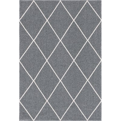 Unique Loom Diamond Decatur Rug in Dark Gray/Ivory Rectangular 3148070