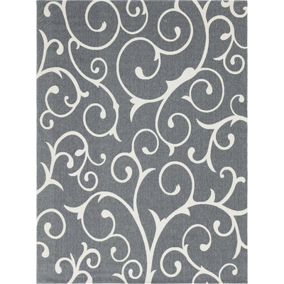 Unique Loom Scroll Decatur Rug in Dark Gray/Ivory Rectangular 3148099