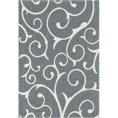 Unique Loom Scroll Decatur Rug in Dark Gray/Ivory Rectangular 3148101