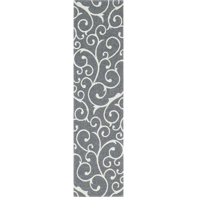 Unique Loom Scroll Decatur Rug in Dark Gray/Ivory Runner 3148105