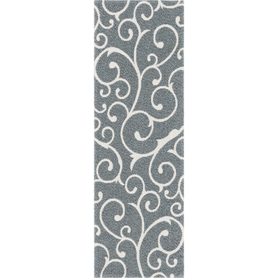 Unique Loom Scroll Decatur Rug in Dark Gray/Ivory Runner 3148106