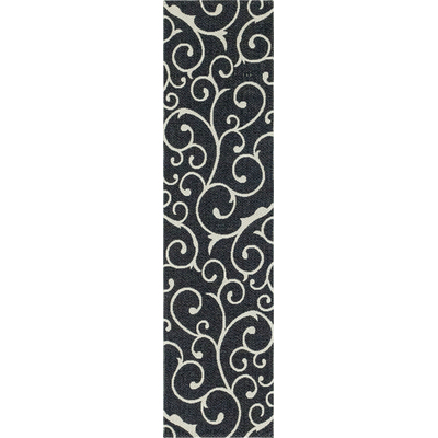 Unique Loom Scroll Decatur Rug in Black/Ivory Runner 3148121