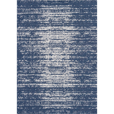 Unique Loom Static Decatur Rug in Navy Blue/Ivory Rectangular 3148125