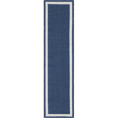Unique Loom Border Decatur Rug in Navy Blue/Ivory Runner 3148177
