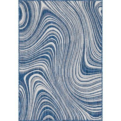 Unique Loom Outdoor Pool Rug in Navy Blue Rectangular 3148715