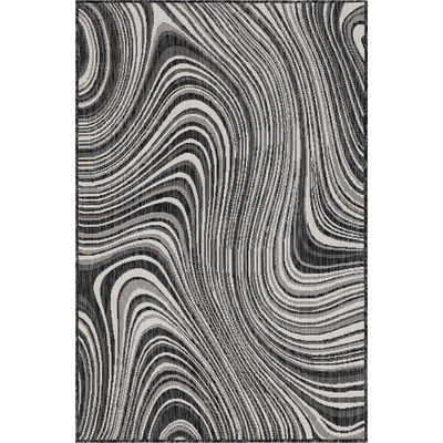 Unique Loom Outdoor Pool Rug in Charocal Rectangular 3148731