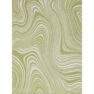 Unique Loom Outdoor Pool Rug in Green Rectangular 3148734
